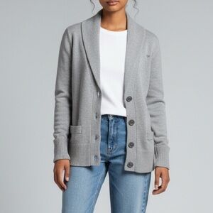 AMERICAN EAGLE · GREY BUTTON UP LONG-SLEEVE CARDIGAN - SIZE SMALL